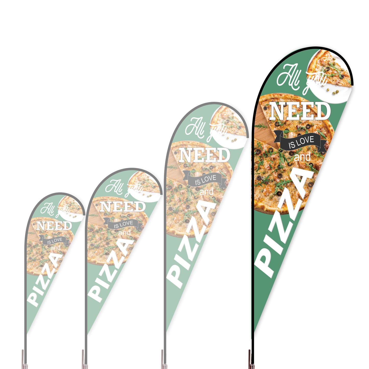 Teardrop Flag - Doule Sided - Pizza-XL-Green-Flag Menu