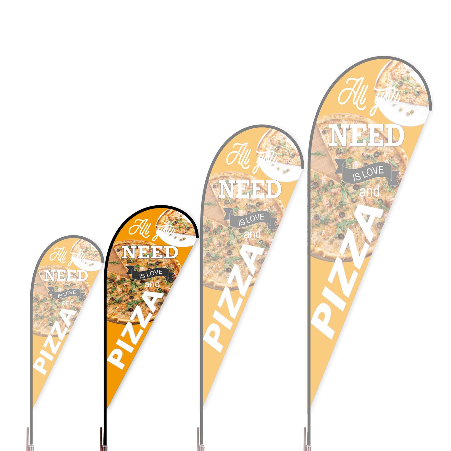 Teardrop Flag - Doule Sided - Pizza-M-Orange-Flag Menu