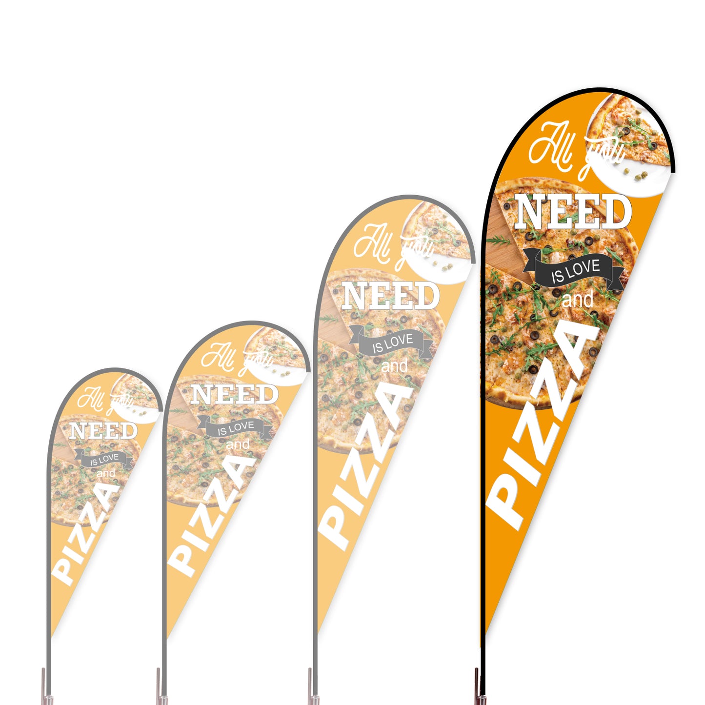 Teardrop Flag - Doule Sided - Pizza-XL-Orange-Flag Menu