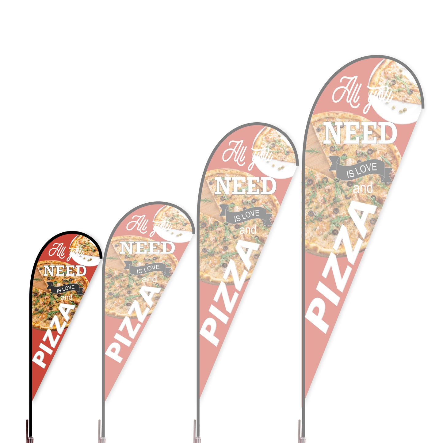 Teardrop Flag - Doule Sided - Pizza-S-Red-Flag Menu