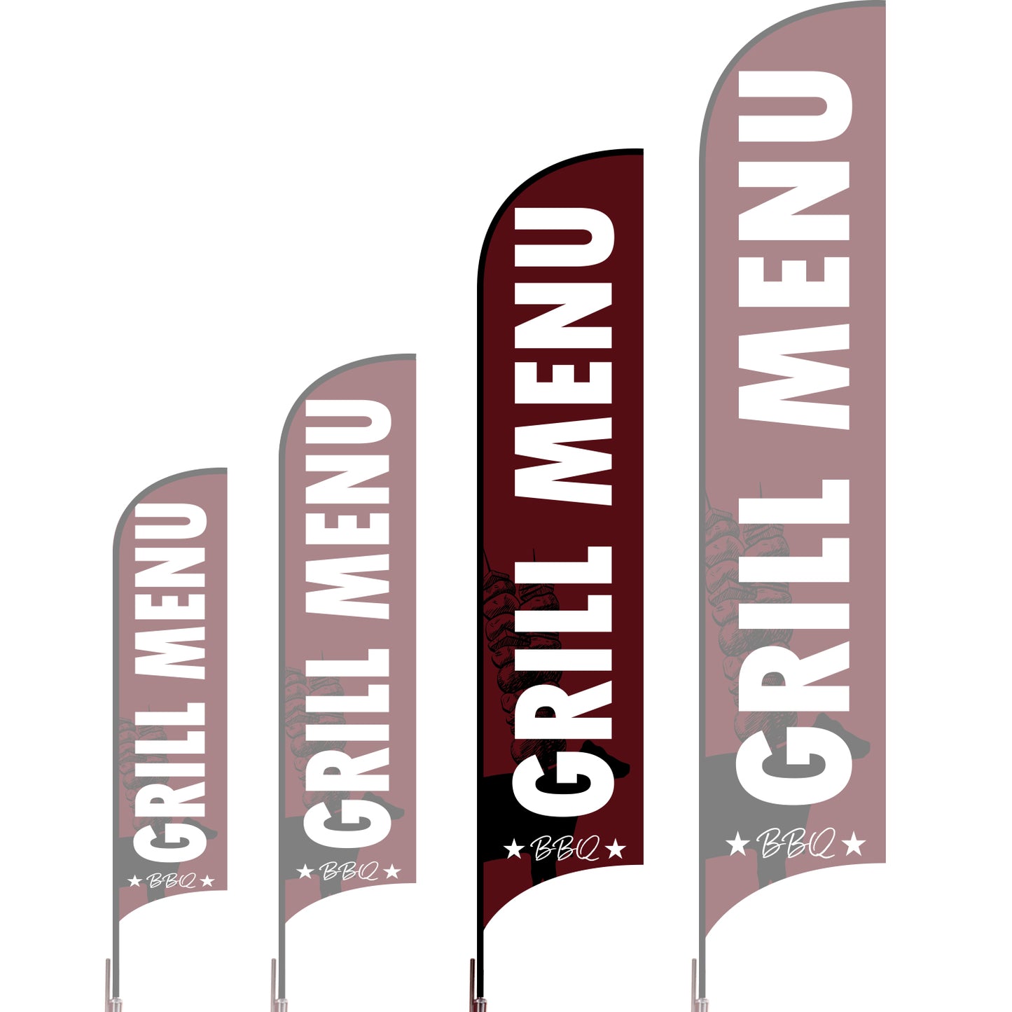 Sharkfin Flag - Doule Sided -BBQ-L(Suggestion)-Red-Flag Menu