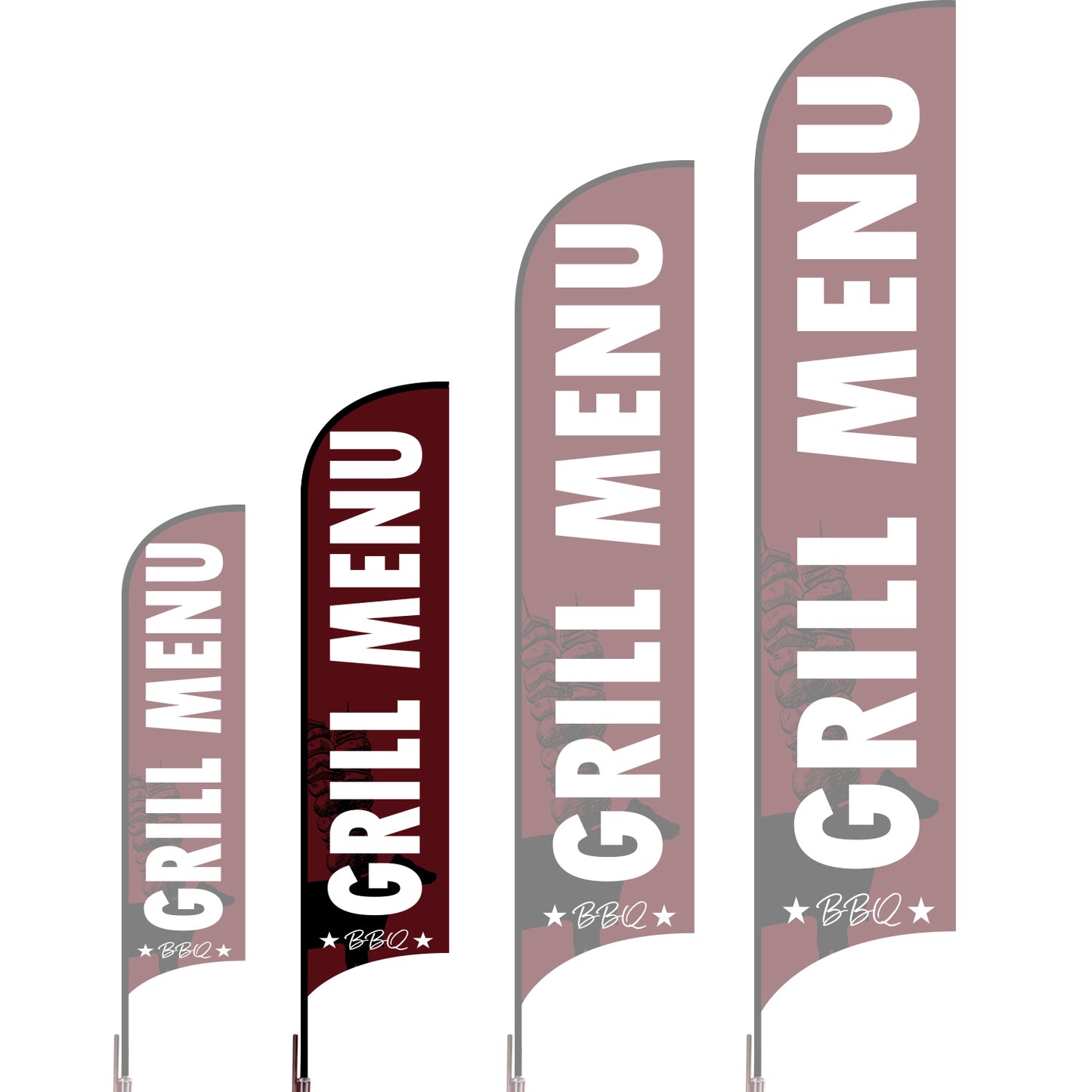 Sharkfin Flag - Doule Sided -BBQ-M-Red-Flag Menu