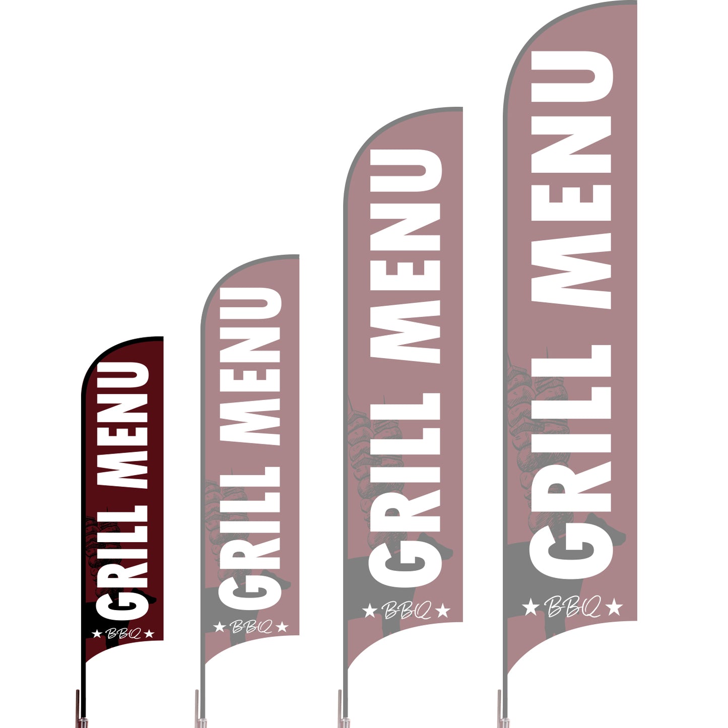 Sharkfin Flag - Doule Sided -BBQ-S-Red-Flag Menu