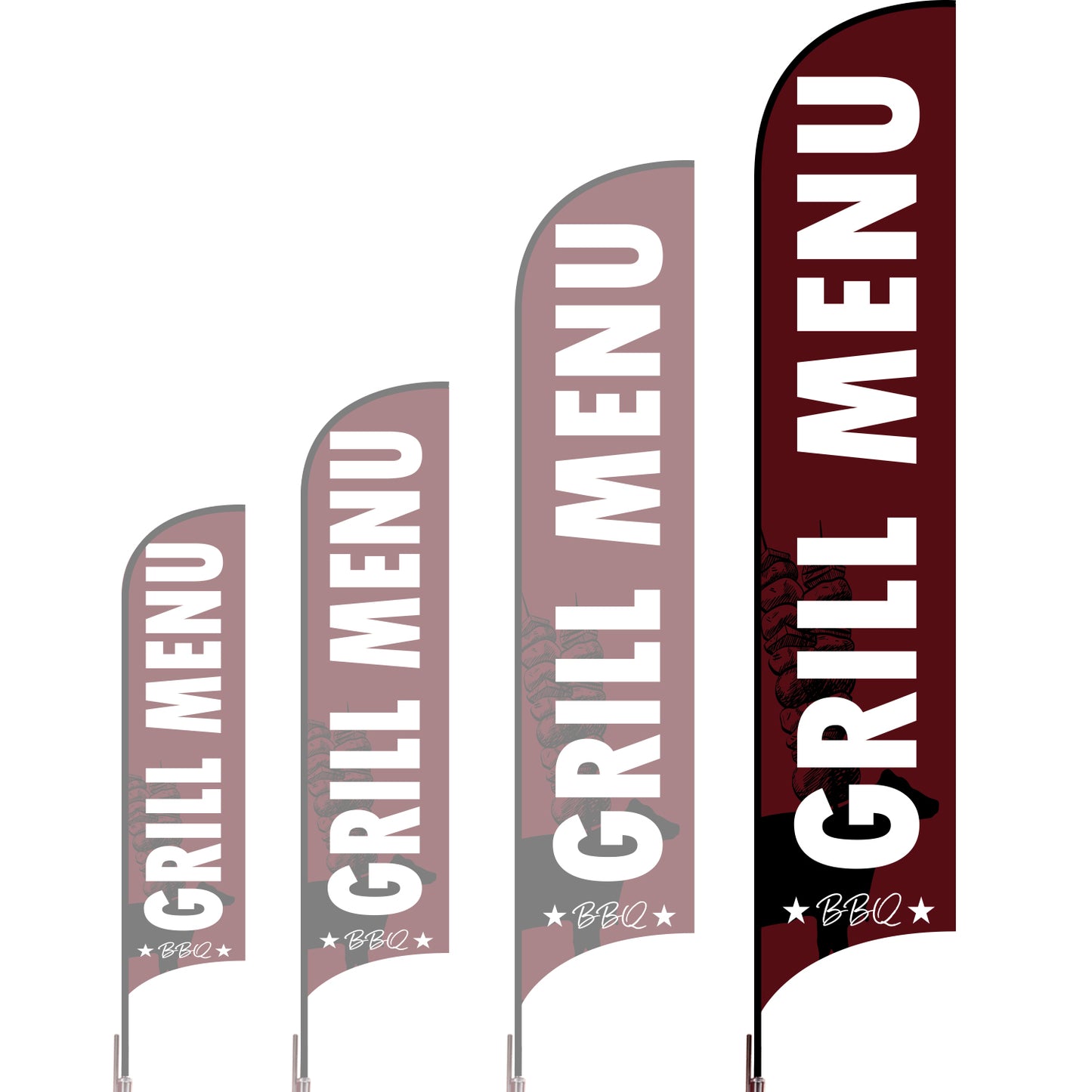Sharkfin Flag - Doule Sided -BBQ-XL-Red-Flag Menu