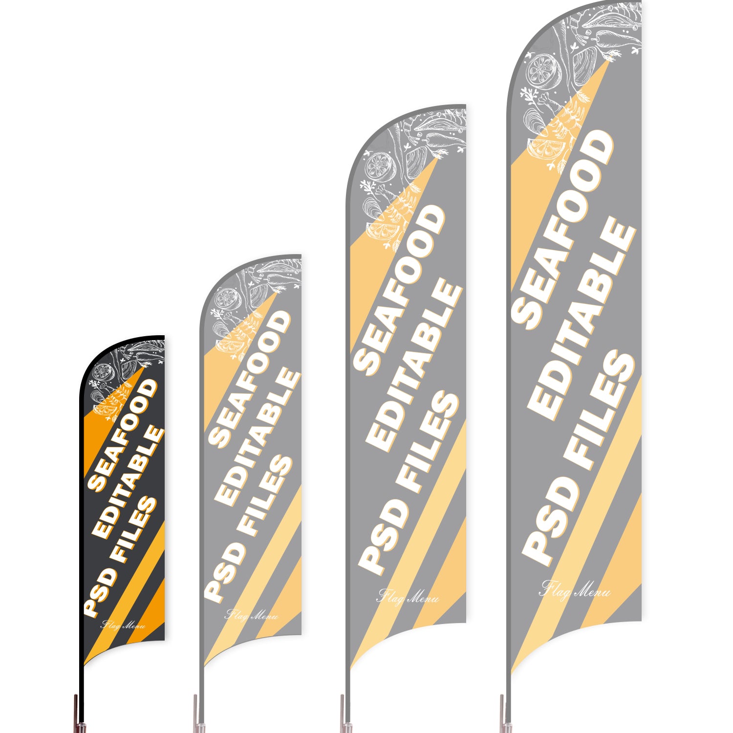 Sharkfin Flag - Doule Sided - Seafood-S-Black-Flag Menu
