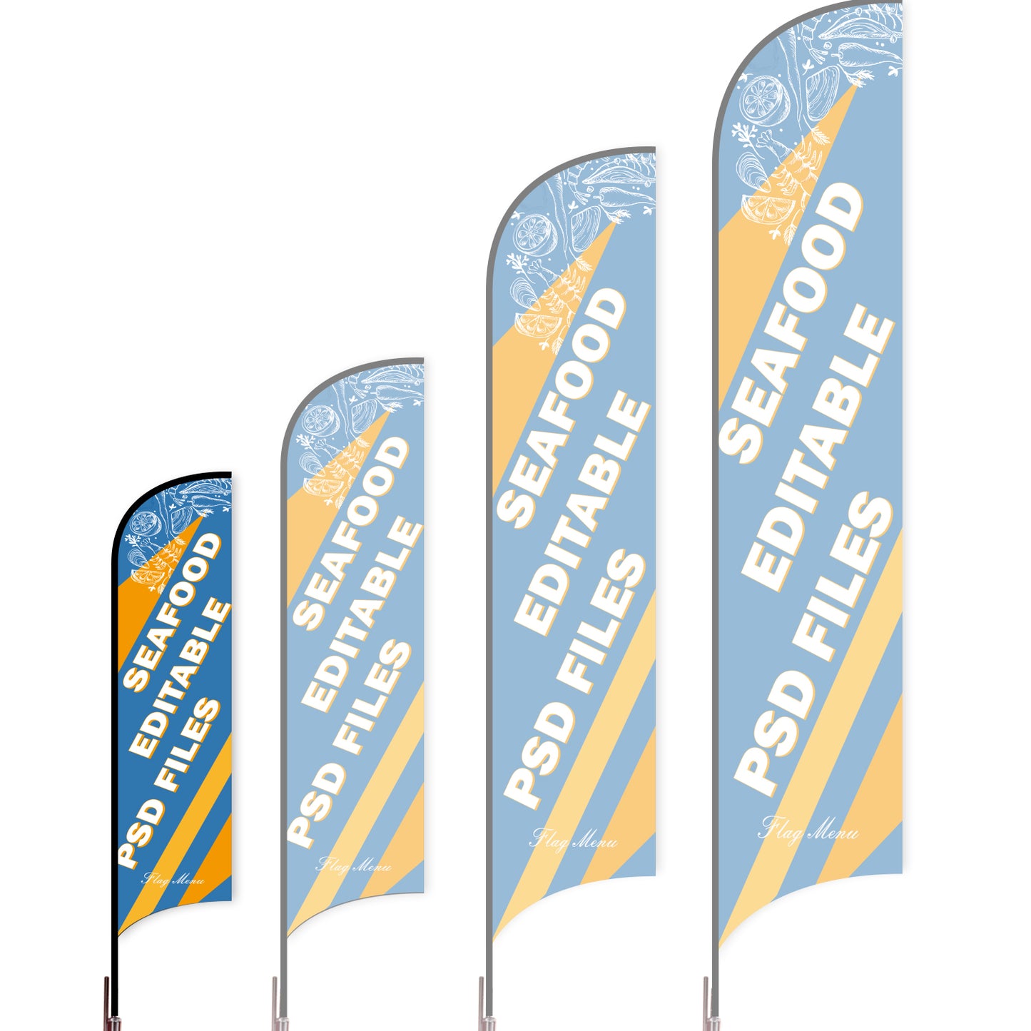 Sharkfin Flag - Doule Sided - Seafood-S-Blue A-Flag Menu