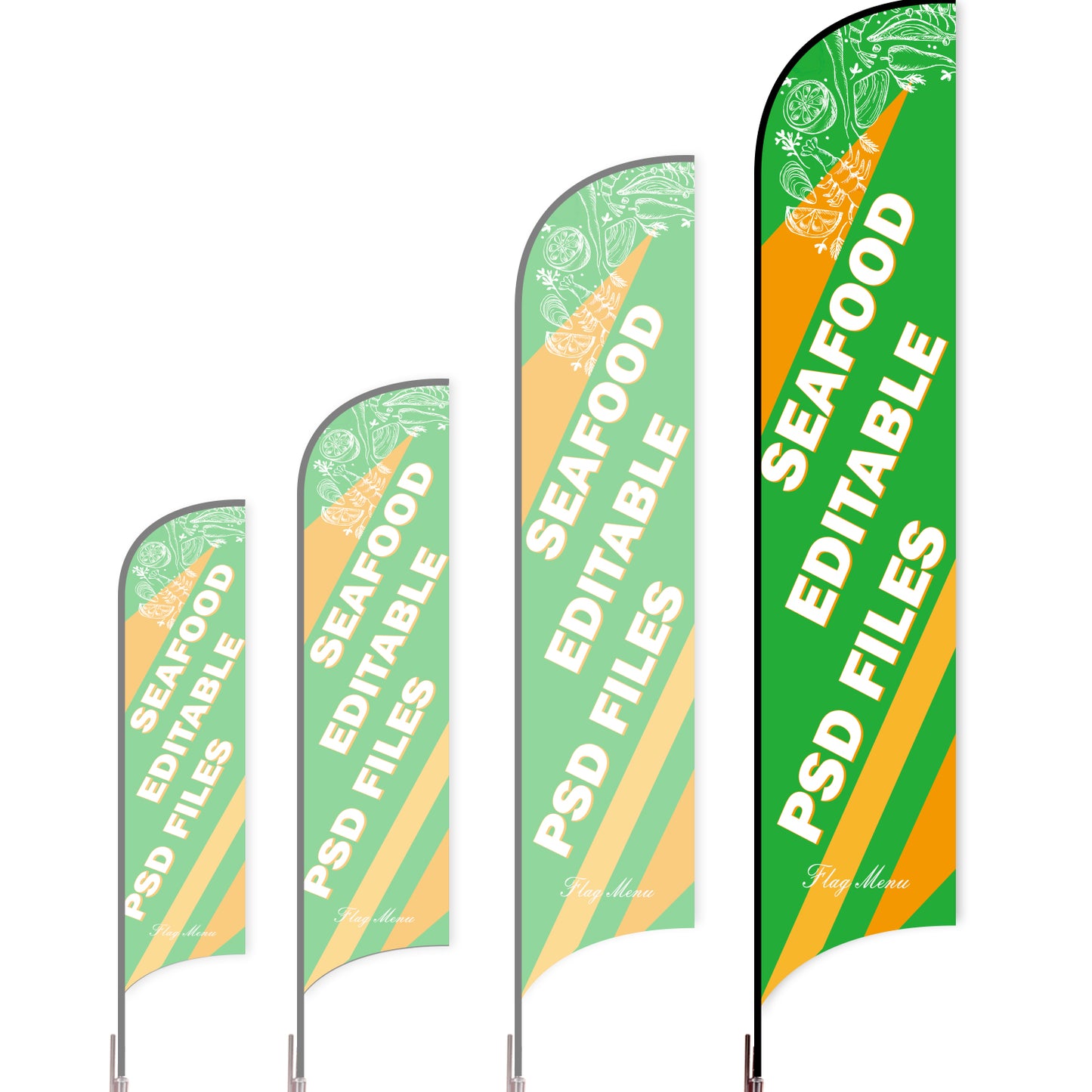 Sharkfin Flag - Doule Sided - Seafood-XL-Green A-Flag Menu