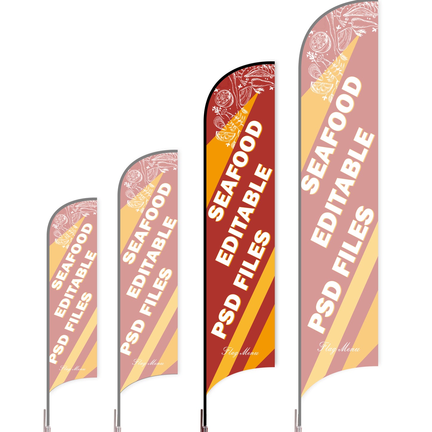 Sharkfin Flag - Doule Sided - Seafood-L(Suggestion)-Red A-Flag Menu