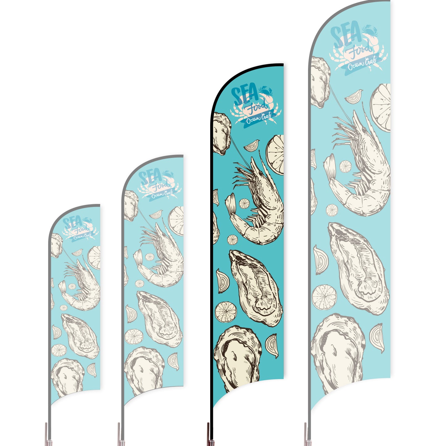 Sharkfin Flag - Doule Sided - Seafood-L(Suggestion)-Blue C-Flag Menu