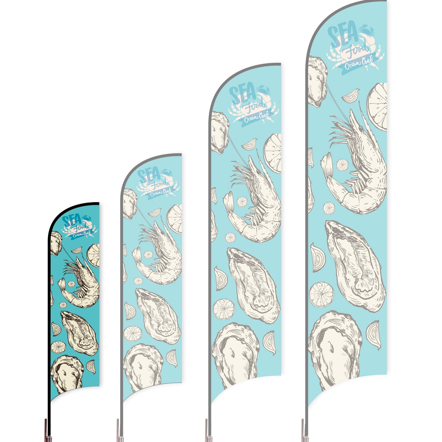 Sharkfin Flag - Doule Sided - Seafood-S-Blue C-Flag Menu