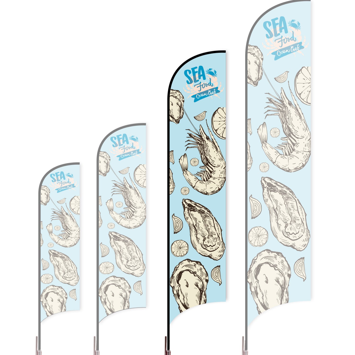Sharkfin Flag - Doule Sided - Seafood-L(Suggestion)-Blue D-Flag Menu