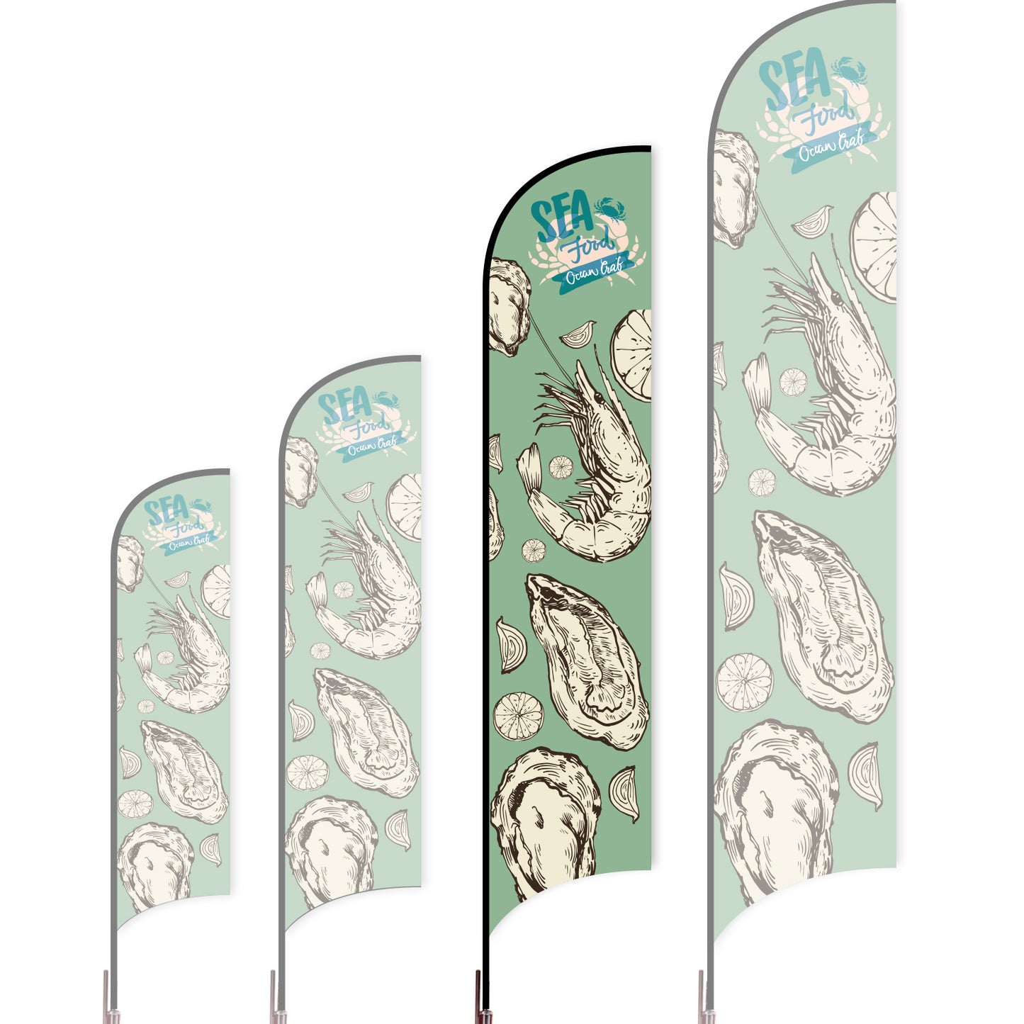 Sharkfin Flag - Doule Sided - Seafood-L(Suggestion)-Blue E-Flag Menu