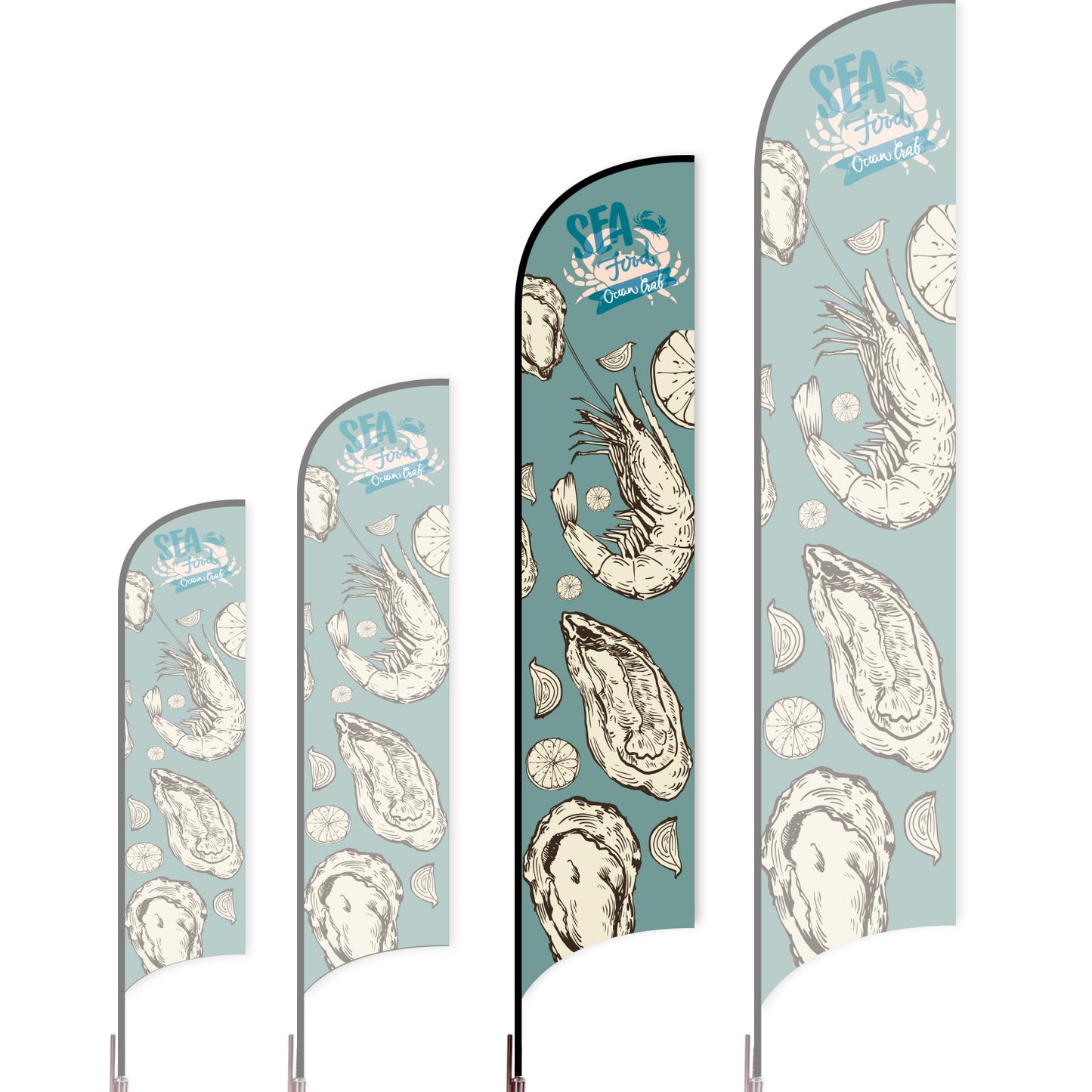 Sharkfin Flag - Doule Sided - Seafood-L(Suggestion)-Blue F-Flag Menu