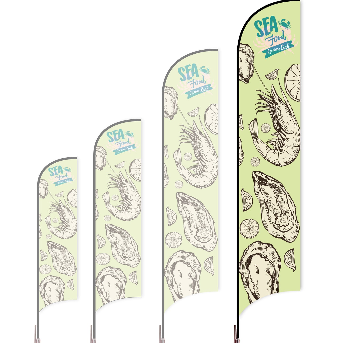 Sharkfin Flag - Doule Sided - Seafood-XL-Green A-Flag Menu