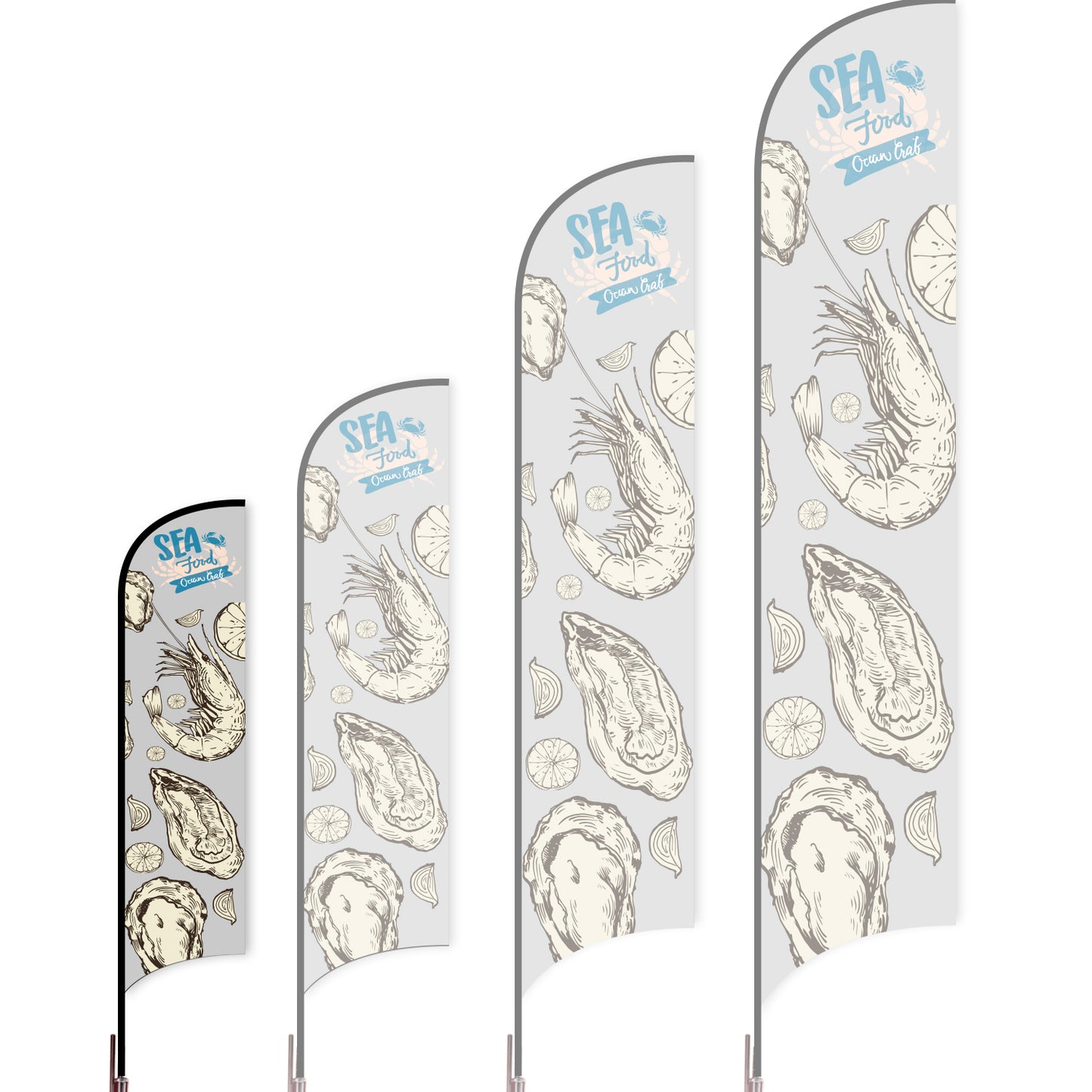 Sharkfin Flag - Doule Sided - Seafood-S-Grey-Flag Menu