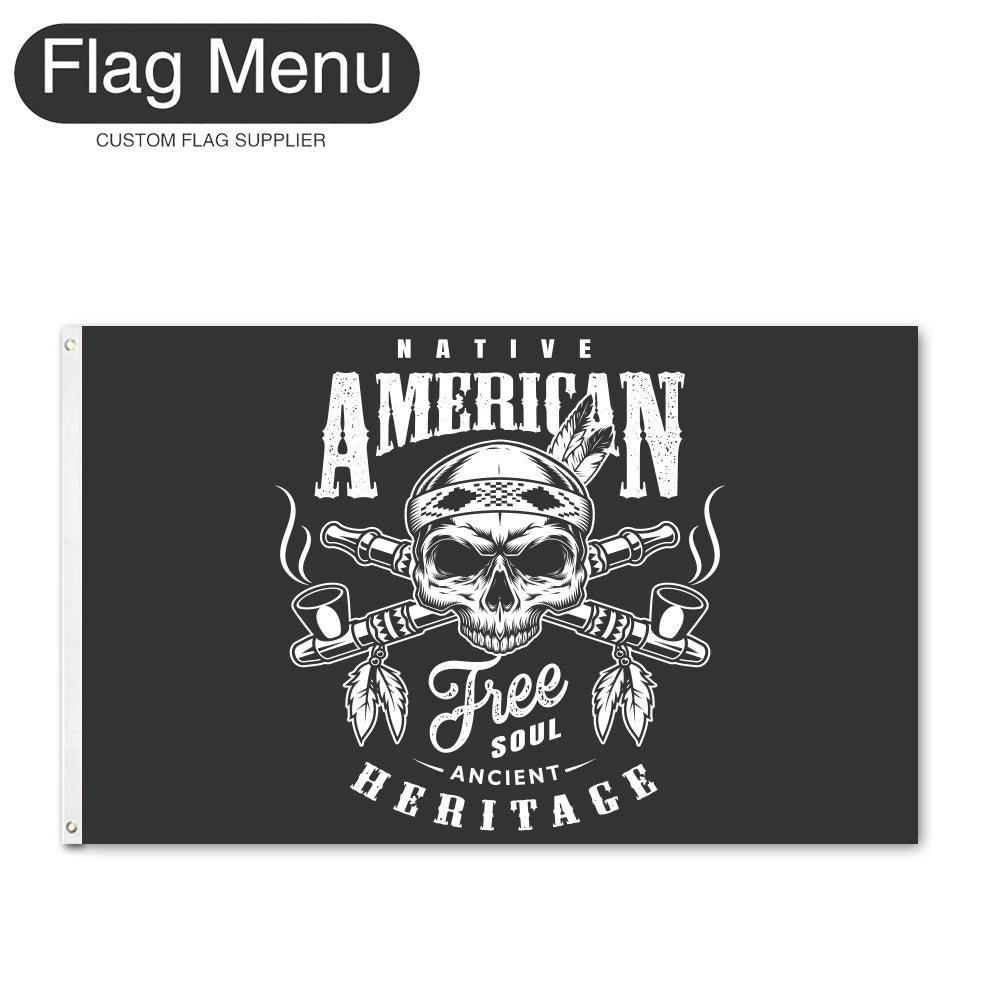 Regular Flag Of Skull - Native American-2'x3'-2 Grommets-Flag Menu