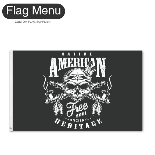 Regular Flag Of Skull - Native American-2'x3'-2 Grommets-Flag Menu