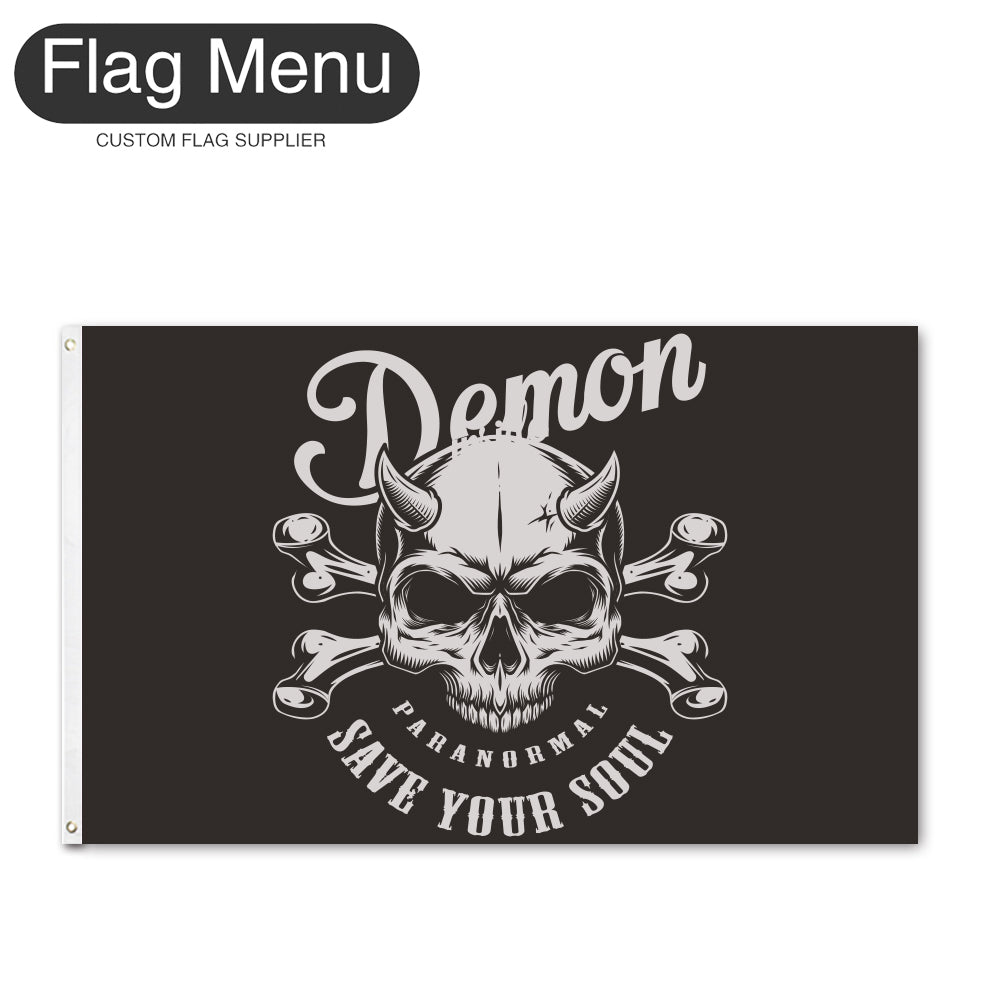 Regular Flag Of Skull - Demon-2'x3'-2 Grommets-Flag Menu