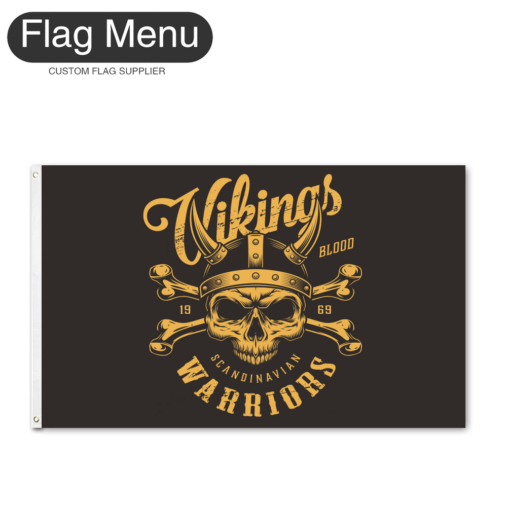 Regular Flag Of Skull - Vikings-2'x3'-2 Grommets-Flag Menu