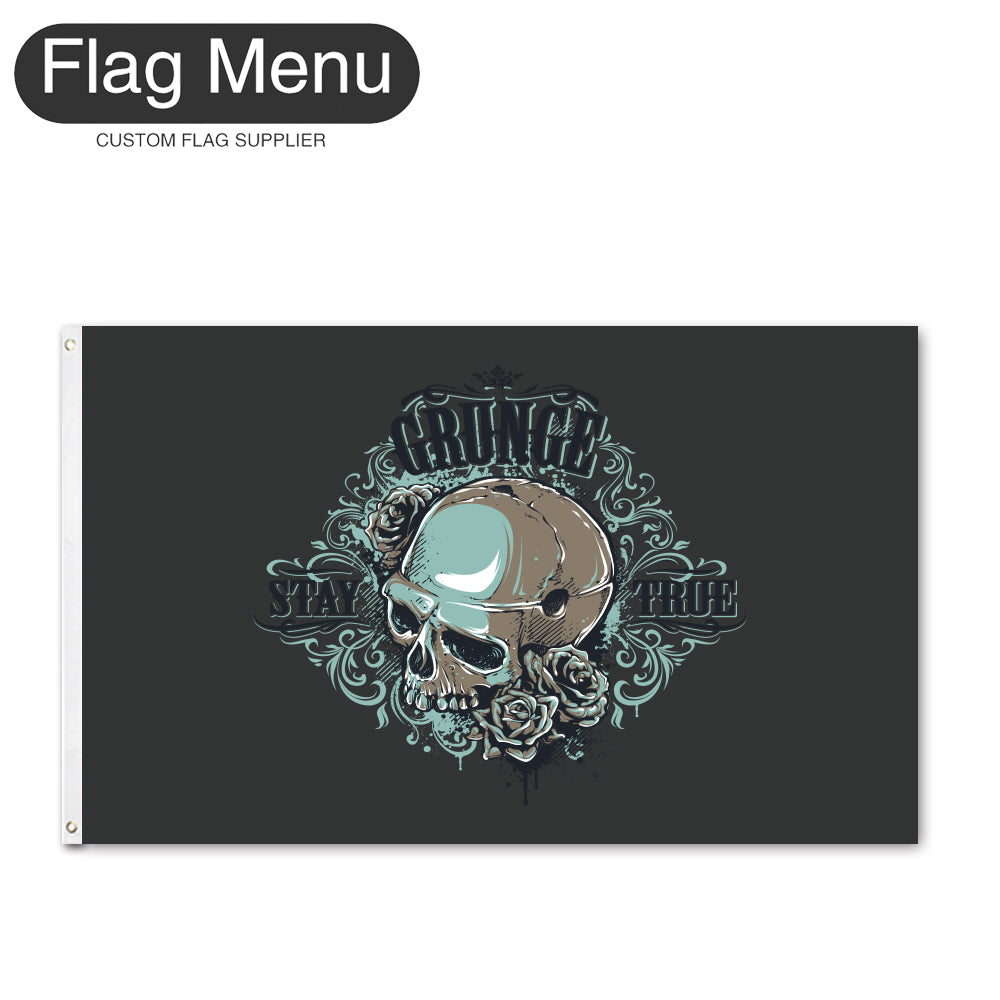 Regular Flag Of Skull - Grunge-2'x3'-2 Grommets-Flag Menu