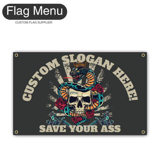 Canvas Wall Flag Of Skull - Cobra-2'x3'-4 Grommets-Flag Menu