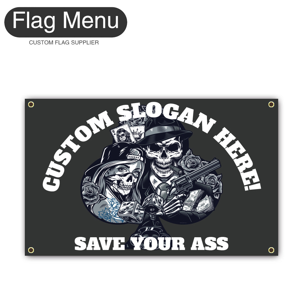 Canvas Wall Flag Of Skull - Spade-2'x3'-4 Grommets-Flag Menu