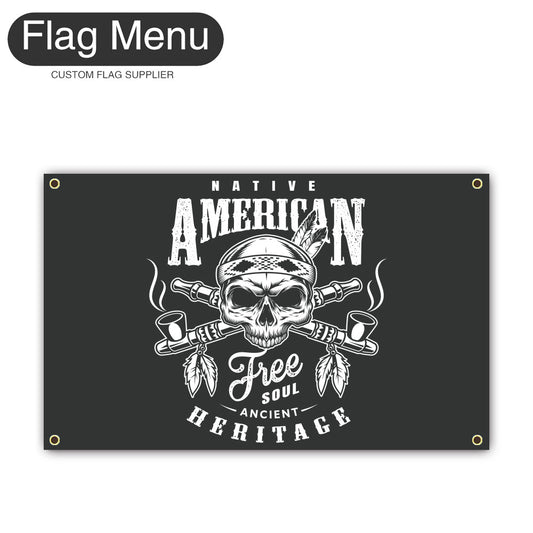 Canvas Wall Flag Of Skull - Native American-2'x3'-4 Grommets-Flag Menu