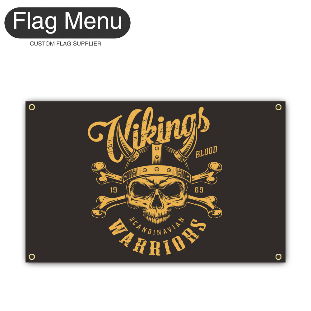 Canvas Wall Flag Of Skull - Vikings-2'x3'-4 Grommets-Flag Menu