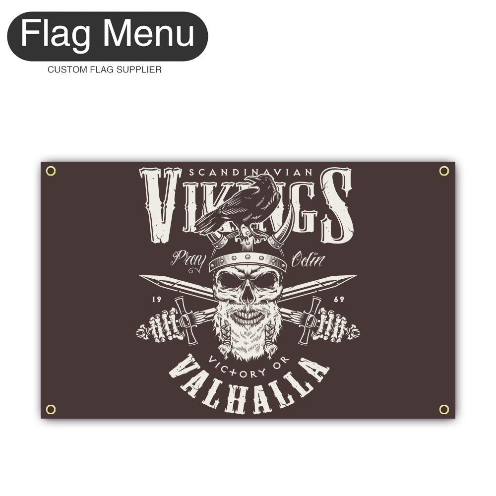Canvas Wall Flag Of Skull - Vikings-2'x3'-4 Grommets-Flag Menu
