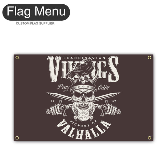 Canvas Wall Flag Of Skull - Vikings-2'x3'-4 Grommets-Flag Menu