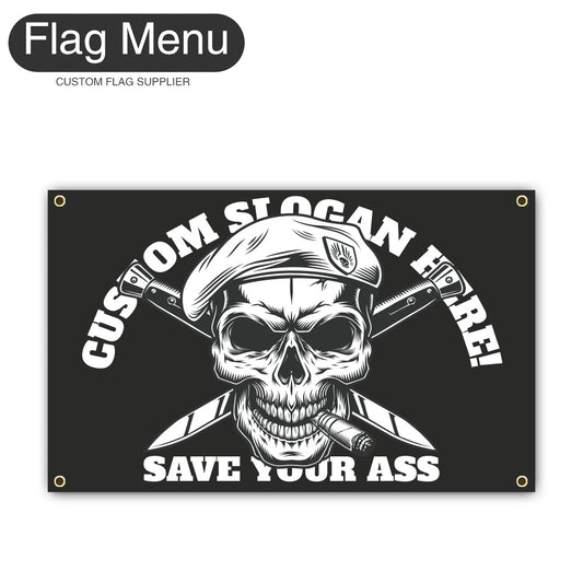 Canvas Wall Flag Of Skull - Army-2'x3'-4 Grommets-Flag Menu