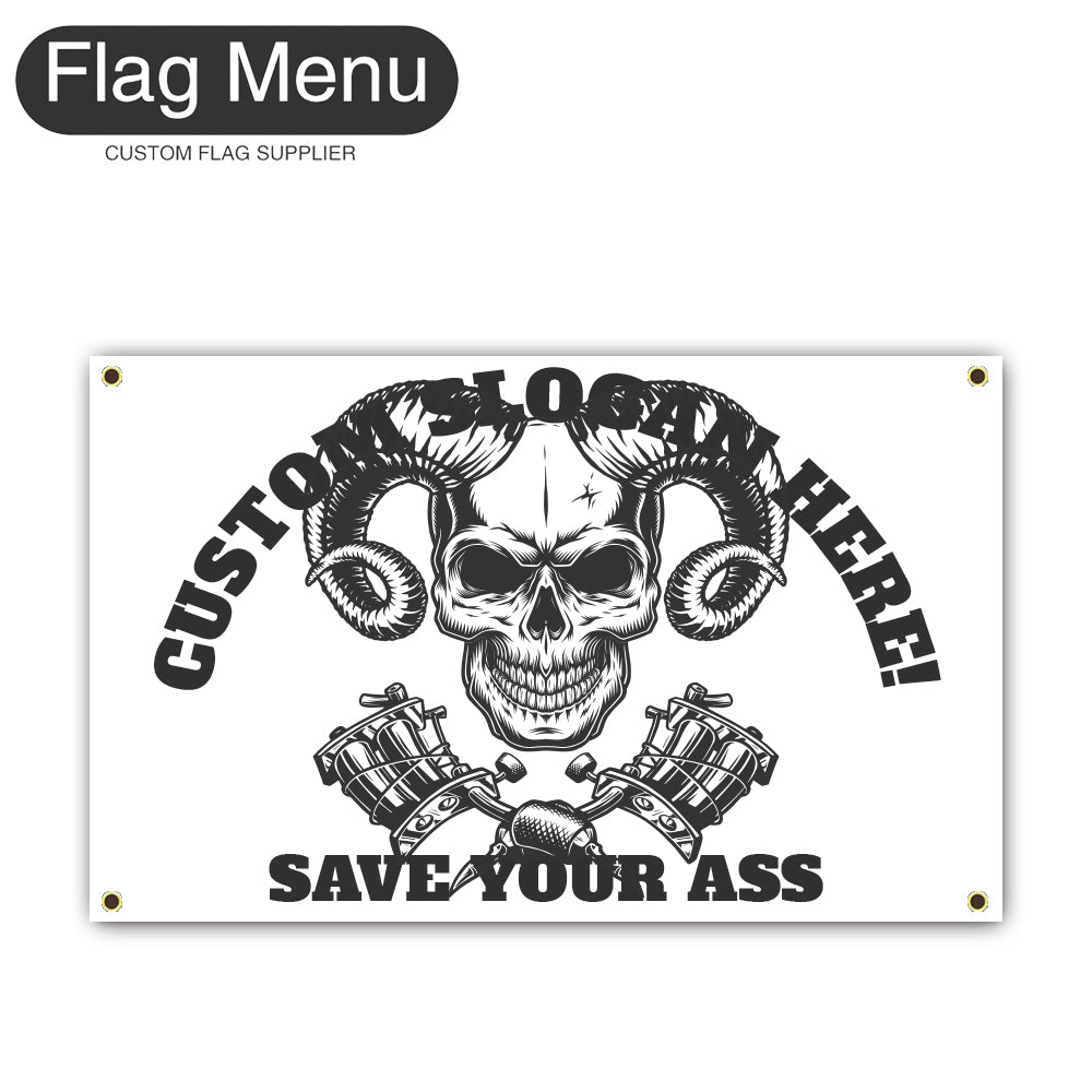 Canvas Wall Flag Of Skull - Goat-2'x3'-4 Grommets-Flag Menu