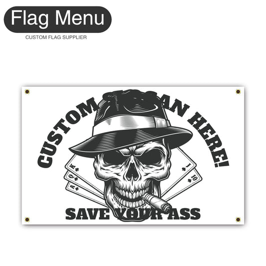 Canvas Wall Flag Of Skull - Gambler-2'x3'-4 Grommets-Flag Menu