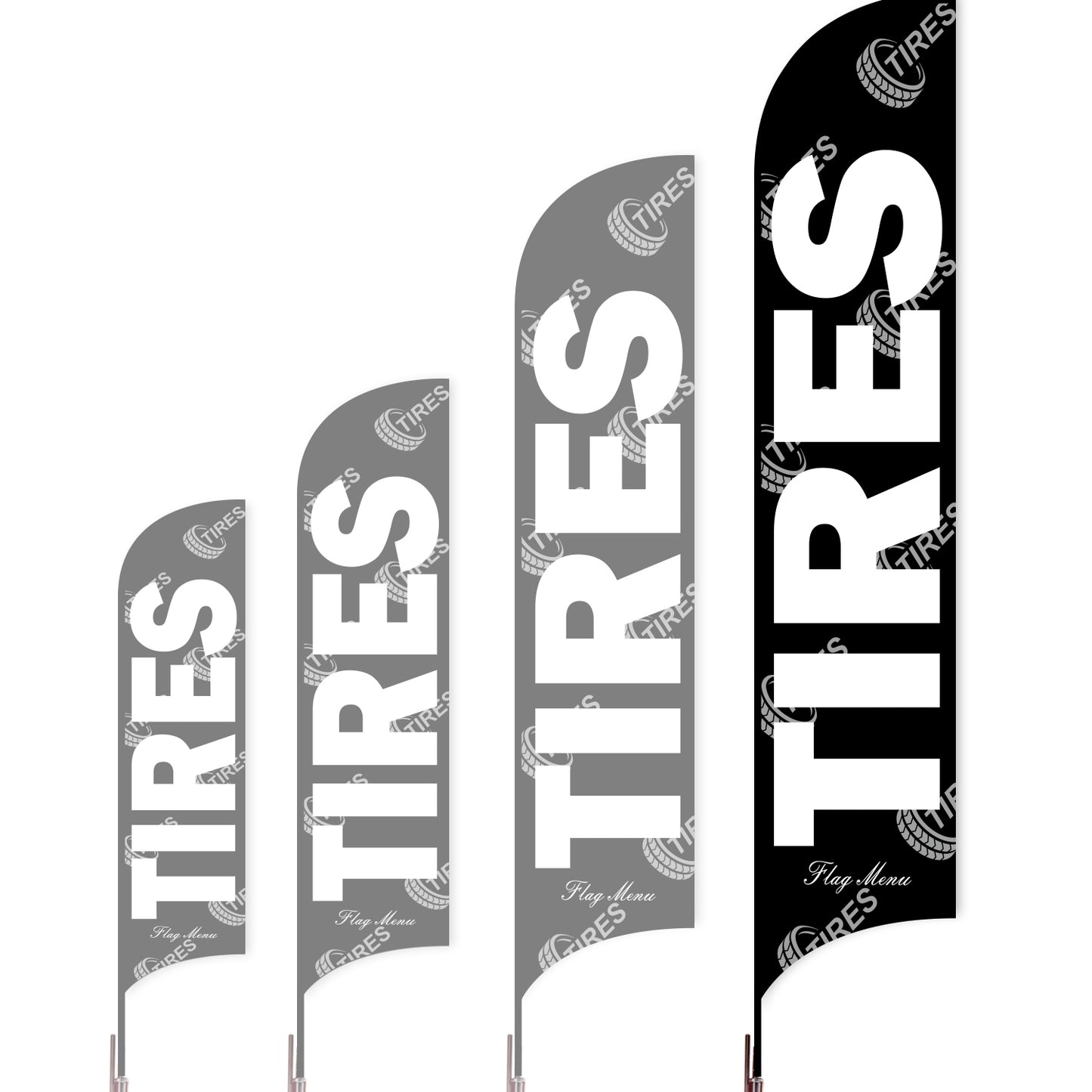 Sharkfin Flag - Doule Sided - Tires-XL-Black-Flag Menu