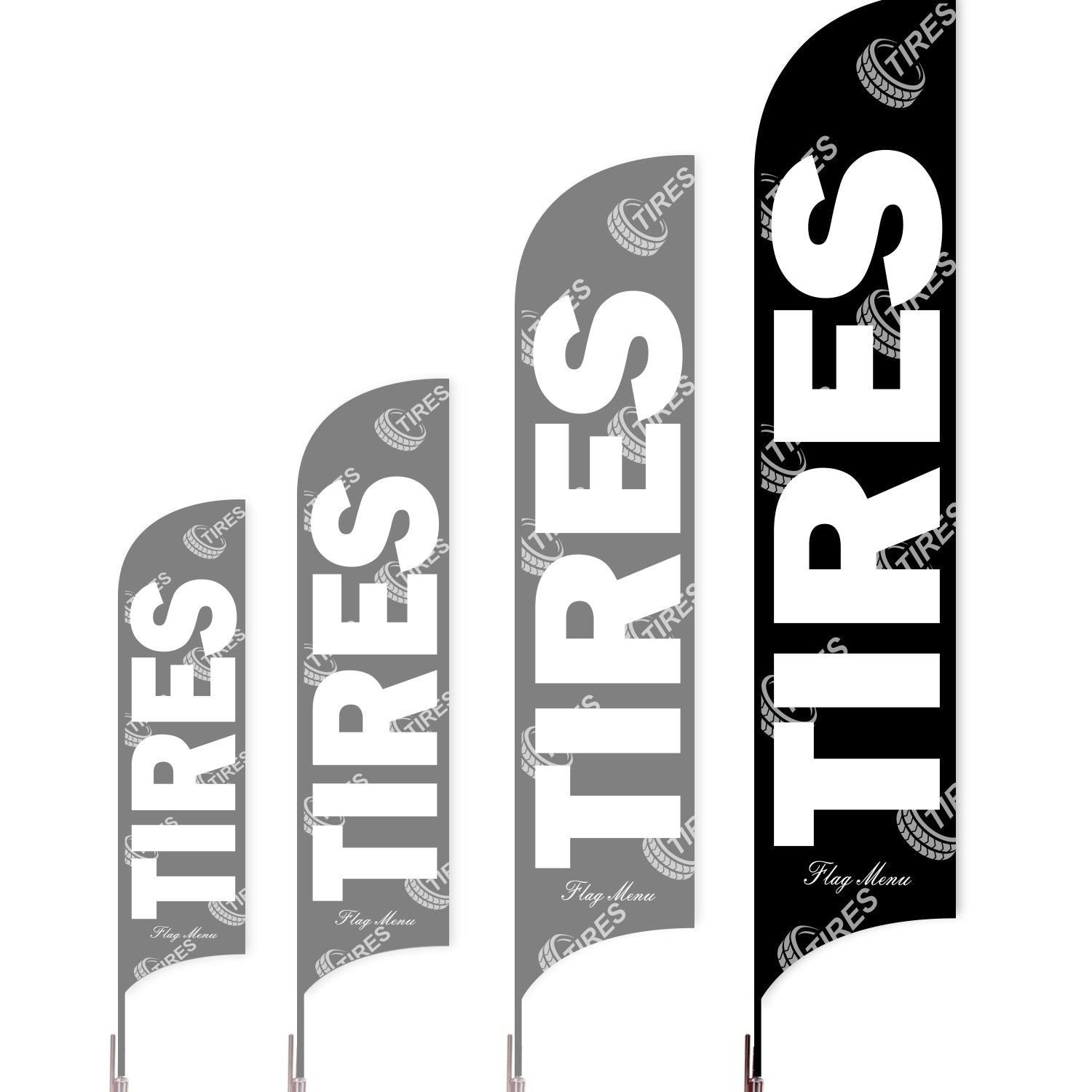 Sharkfin Flag - Doule Sided - Tires-XL-Black-Flag Menu