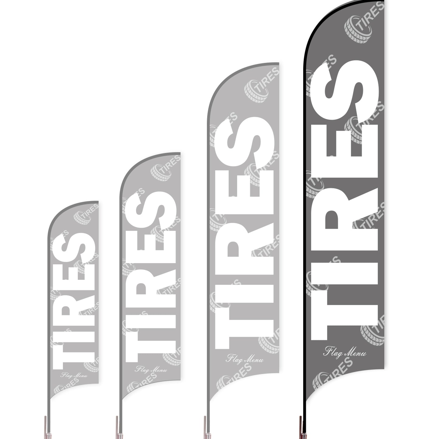 Sharkfin Flag - Doule Sided - Tires-XL-Grey-Flag Menu