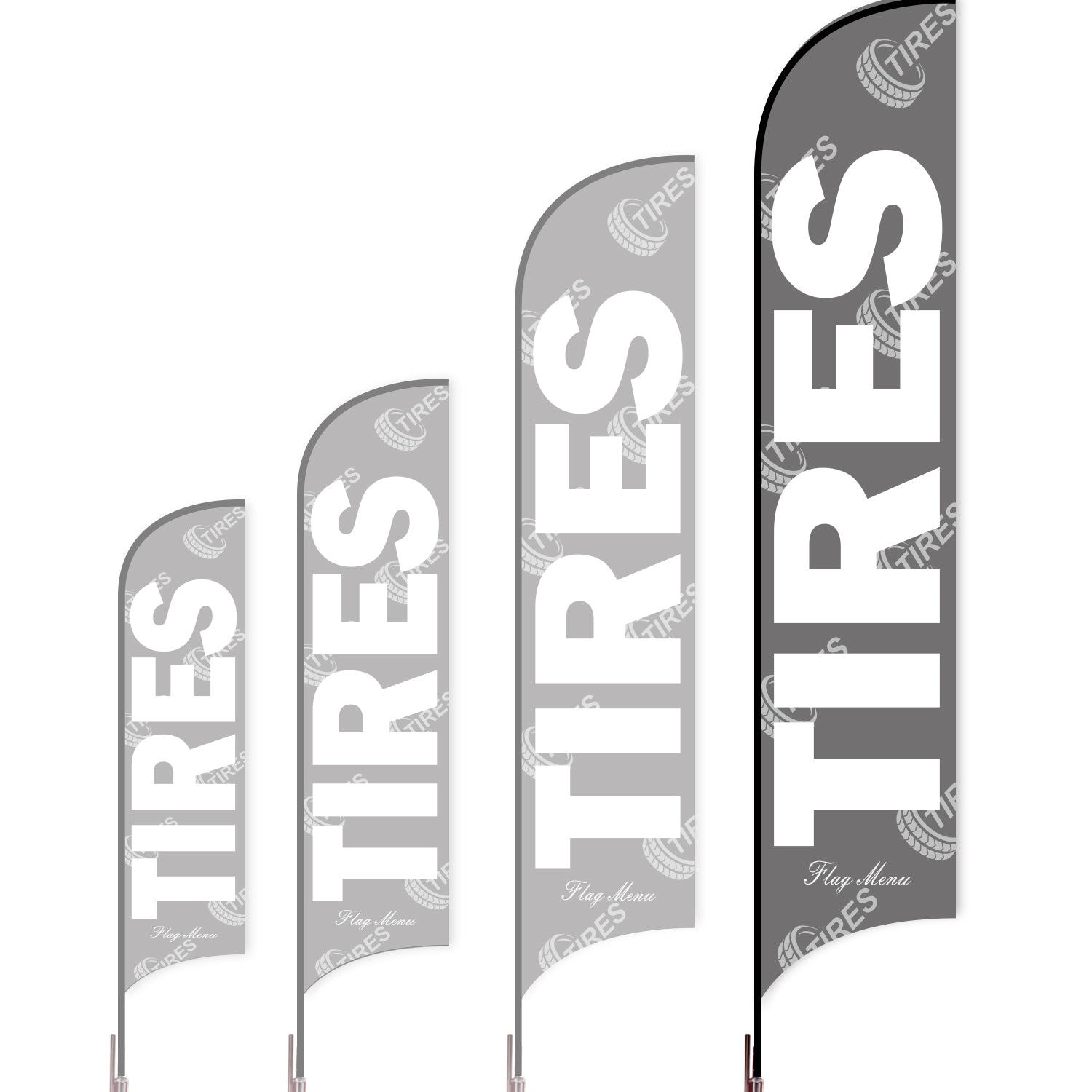 Sharkfin Flag - Doule Sided - Tires-XL-Grey-Flag Menu