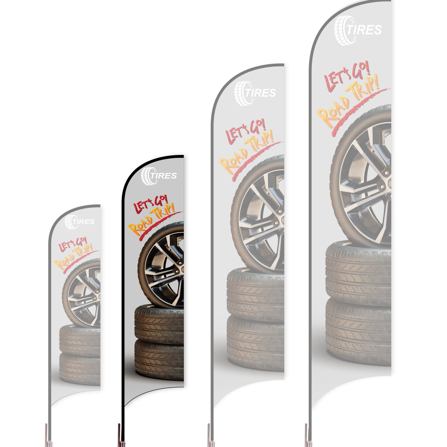 Sharkfin Flag - Doule Sided - Tires-M-Grey C-Flag Menu