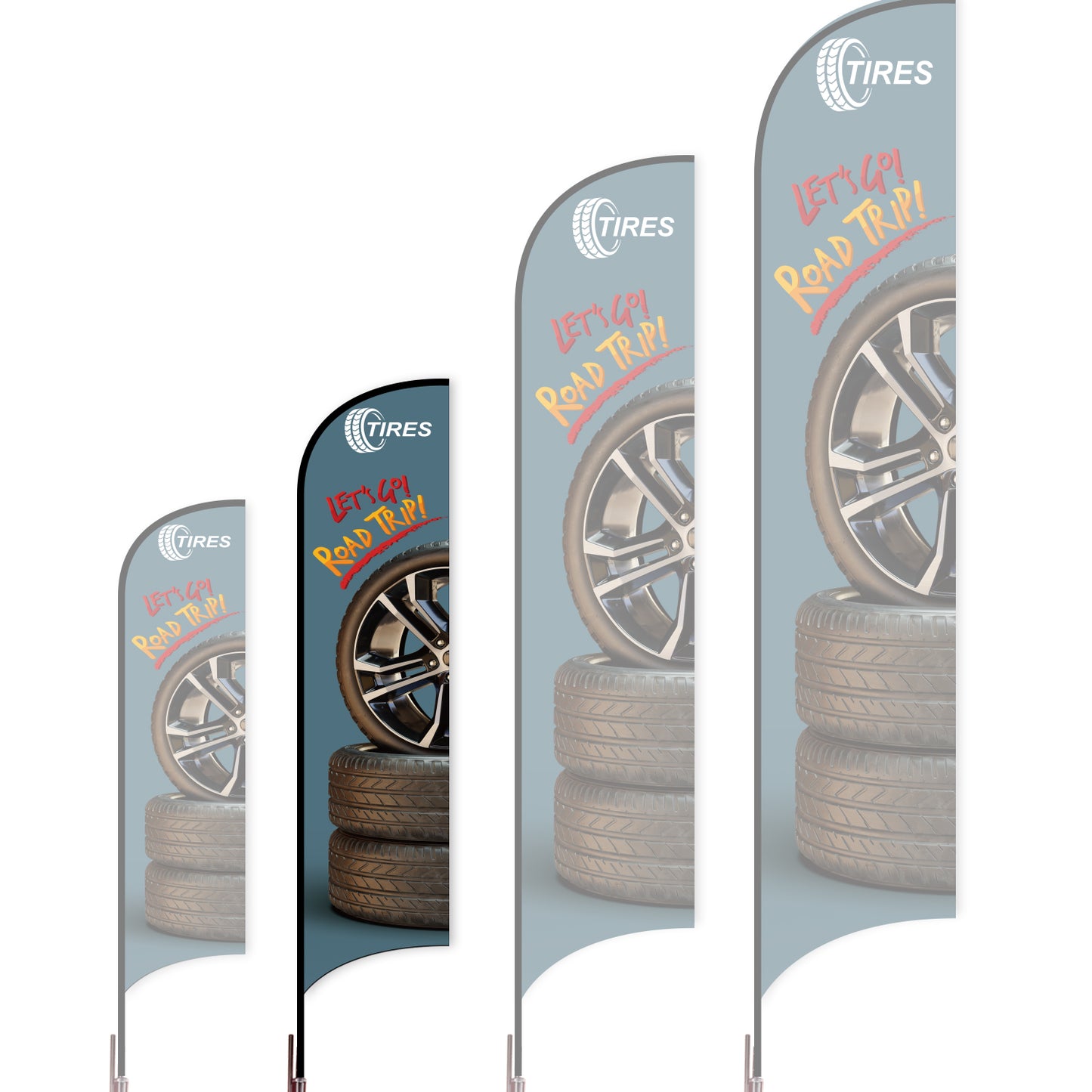 Sharkfin Flag - Doule Sided - Tires-M-Blue A-Flag Menu
