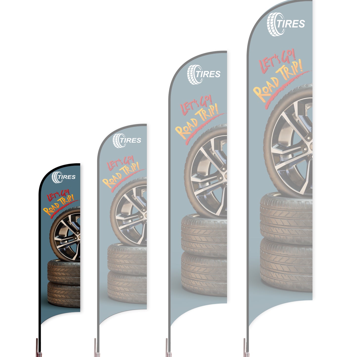 Sharkfin Flag - Doule Sided - Tires-S-Blue A-Flag Menu