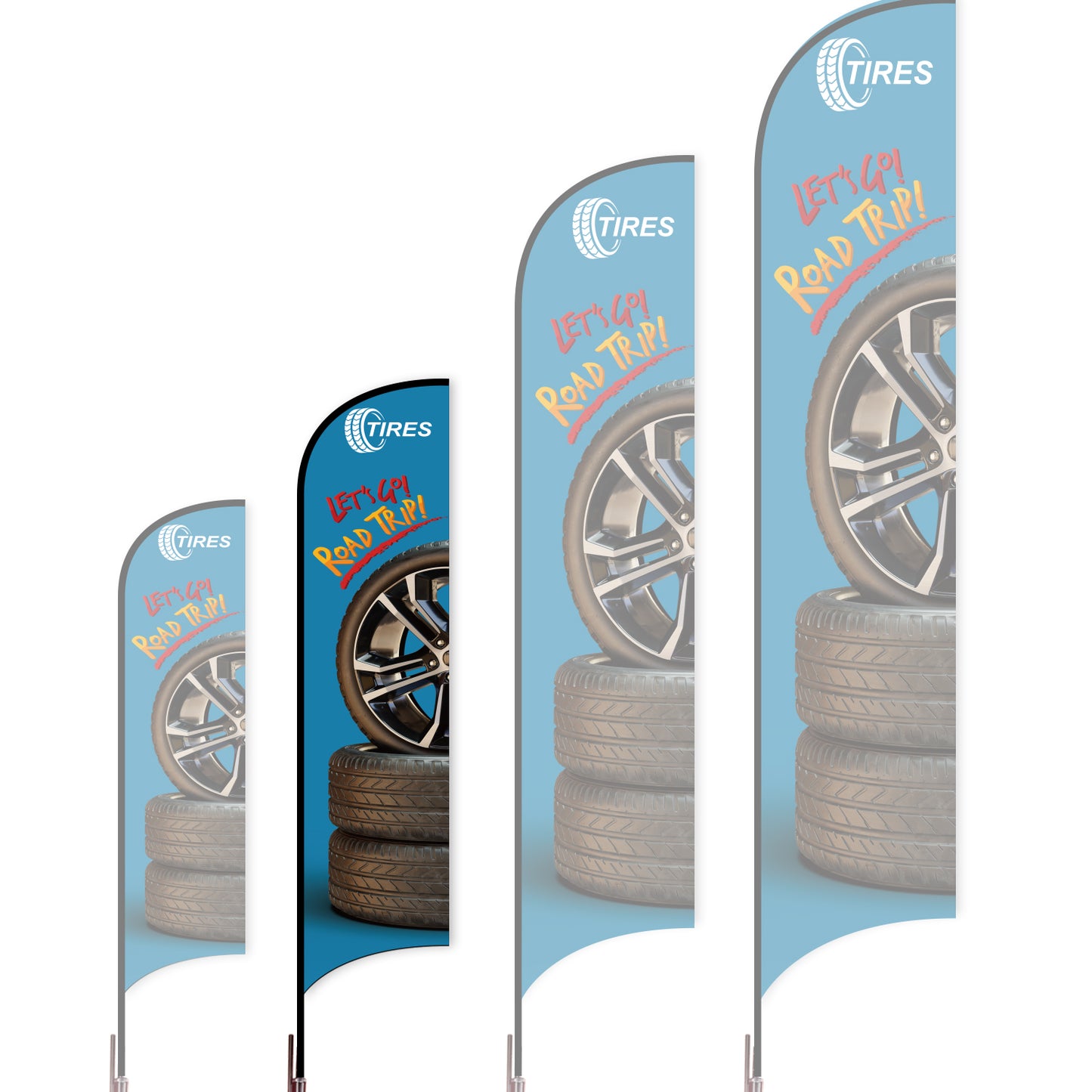 Sharkfin Flag - Doule Sided - Tires-M-Blue B-Flag Menu