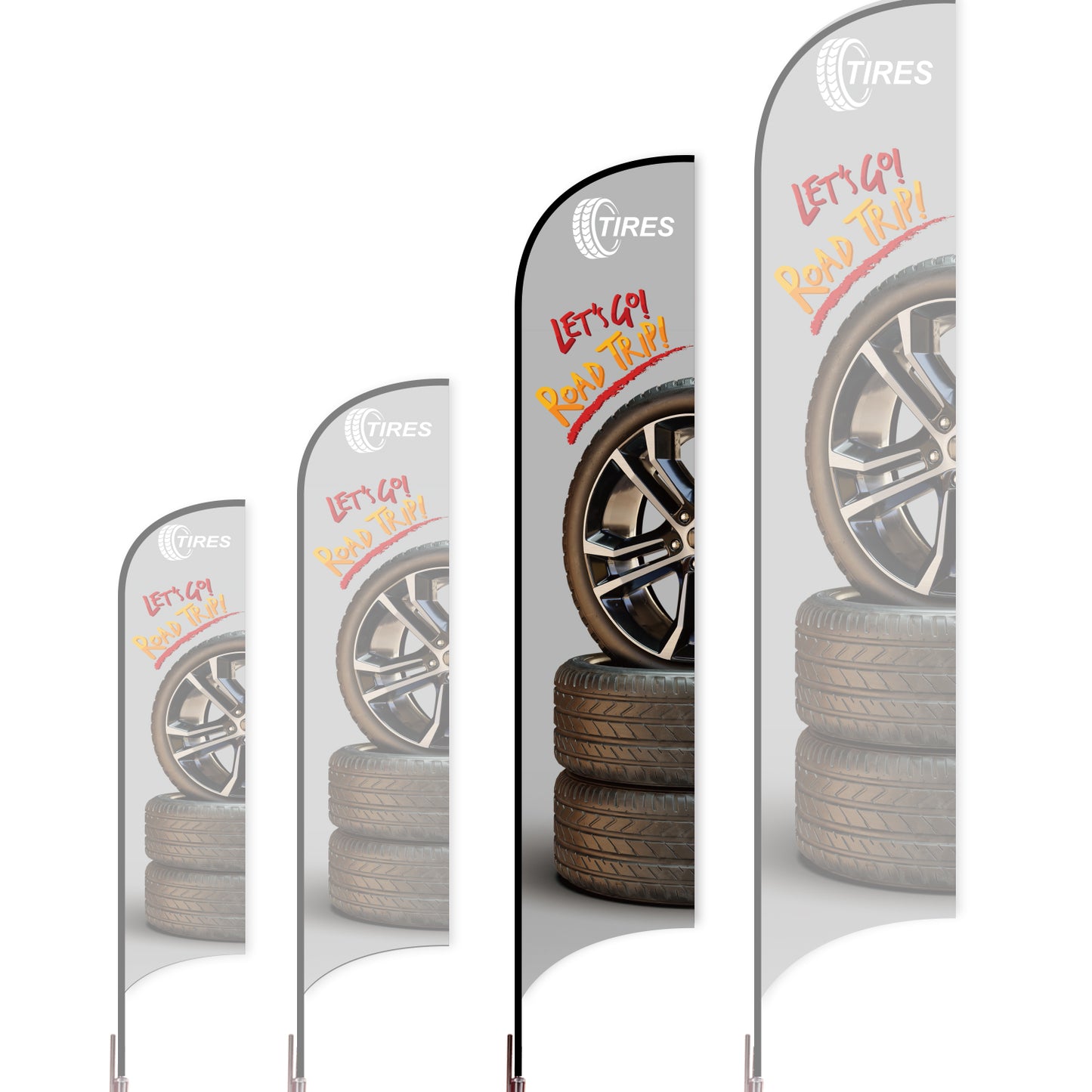 Sharkfin Flag - Doule Sided - Tires-L(Suggestion)-Grey A-Flag Menu