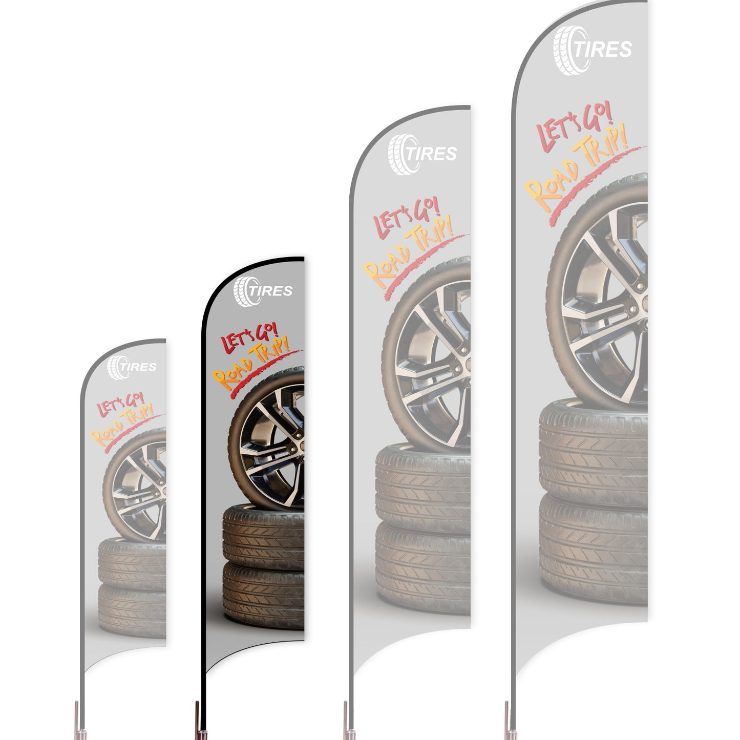 Sharkfin Flag - Doule Sided - Tires-M-Grey A-Flag Menu