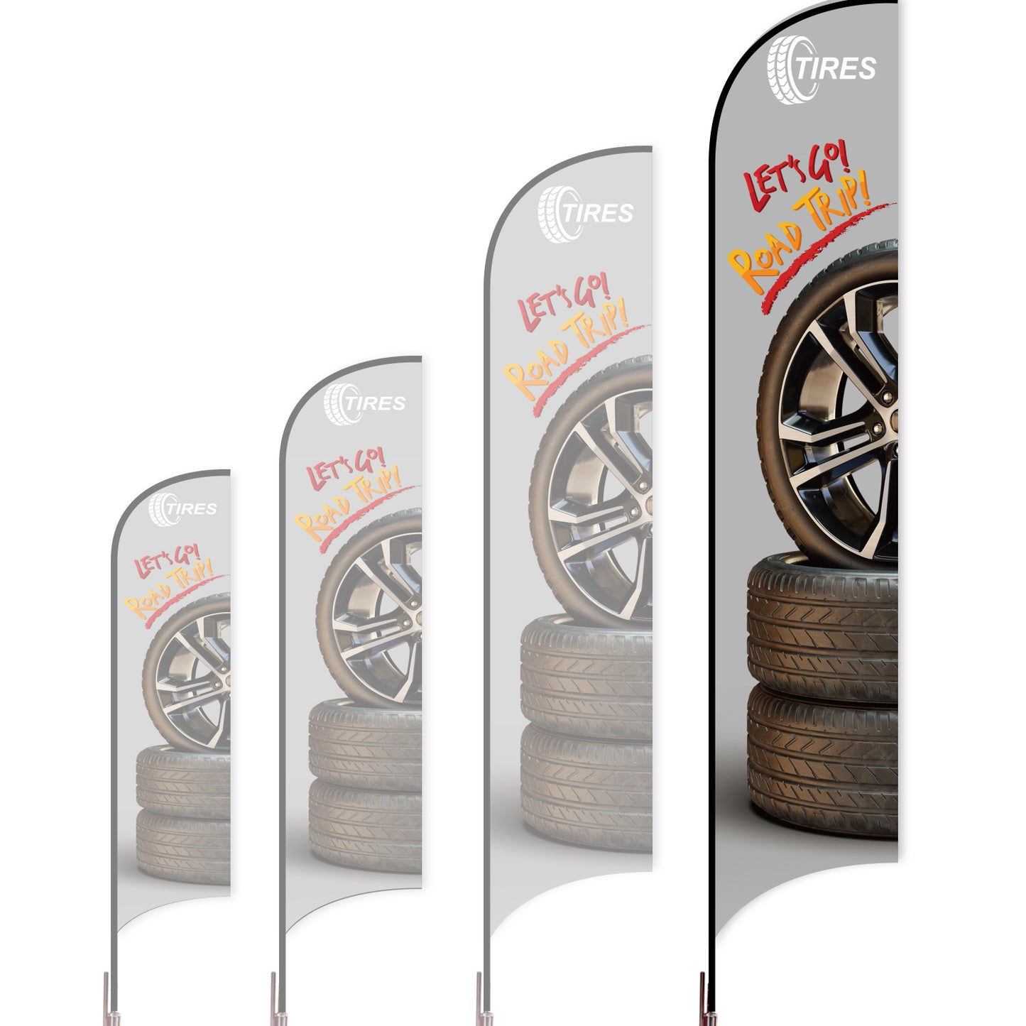 Sharkfin Flag - Doule Sided - Tires-XL-Grey A-Flag Menu