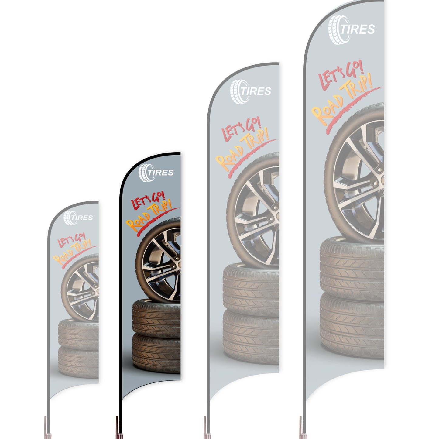Sharkfin Flag - Doule Sided - Tires-M-Grey B-Flag Menu