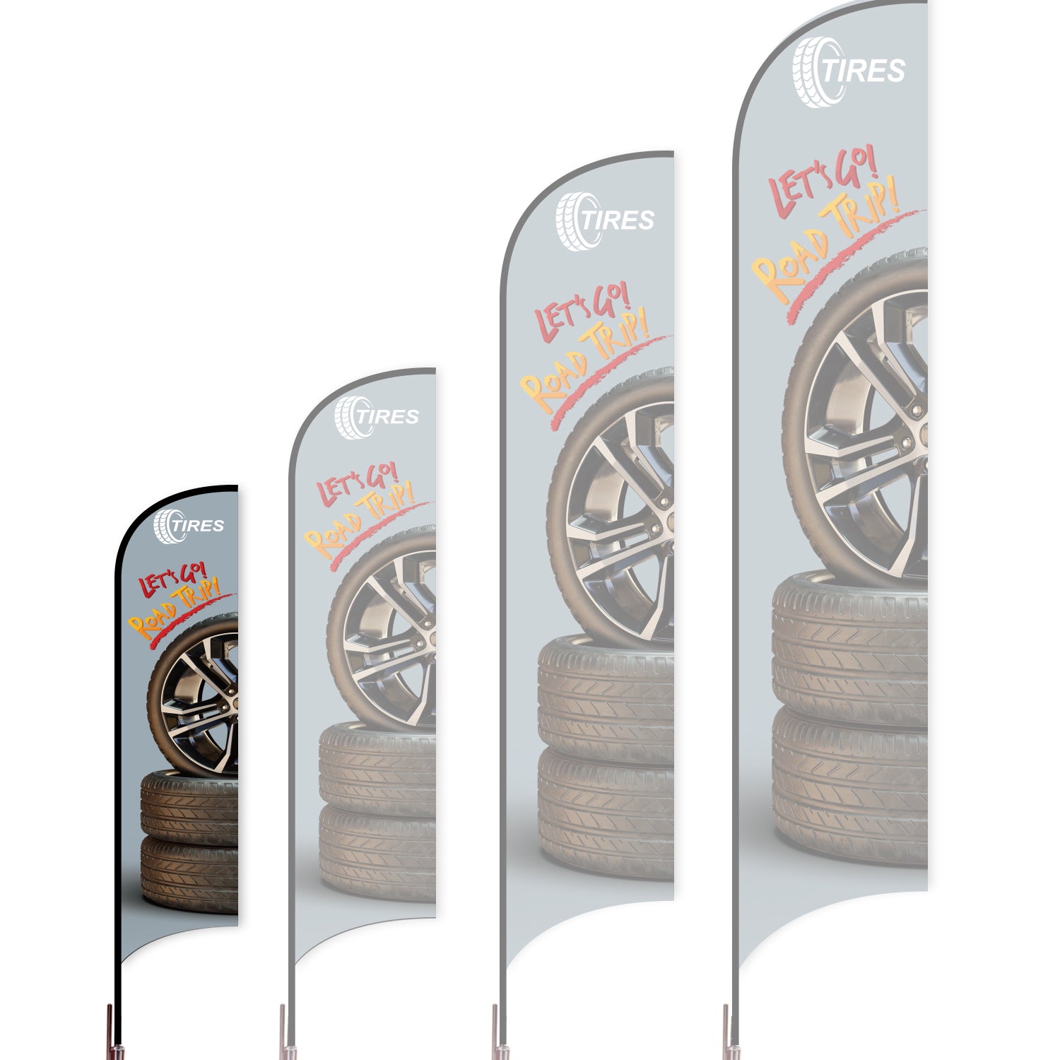 Sharkfin Flag - Doule Sided - Tires-S-Grey B-Flag Menu