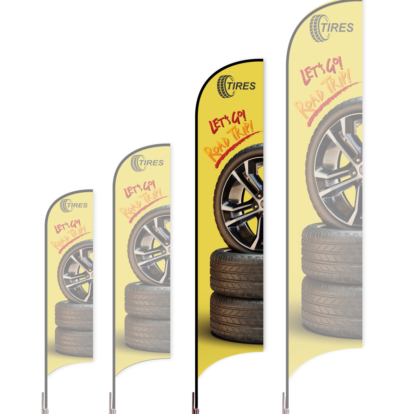 Sharkfin Flag - Doule Sided - Tires-L(Suggestion)-Yellow-Flag Menu
