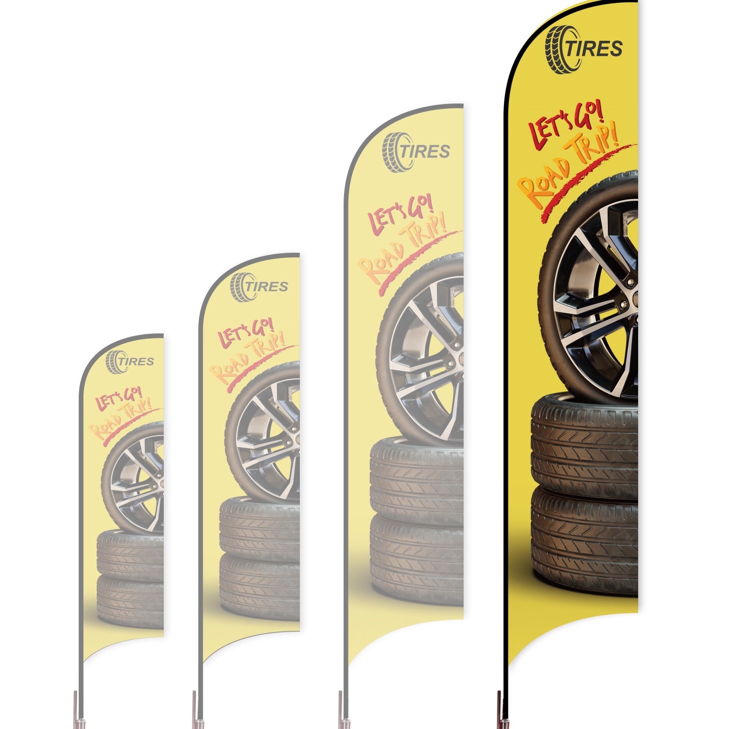 Sharkfin Flag - Doule Sided - Tires-XL-Yellow-Flag Menu
