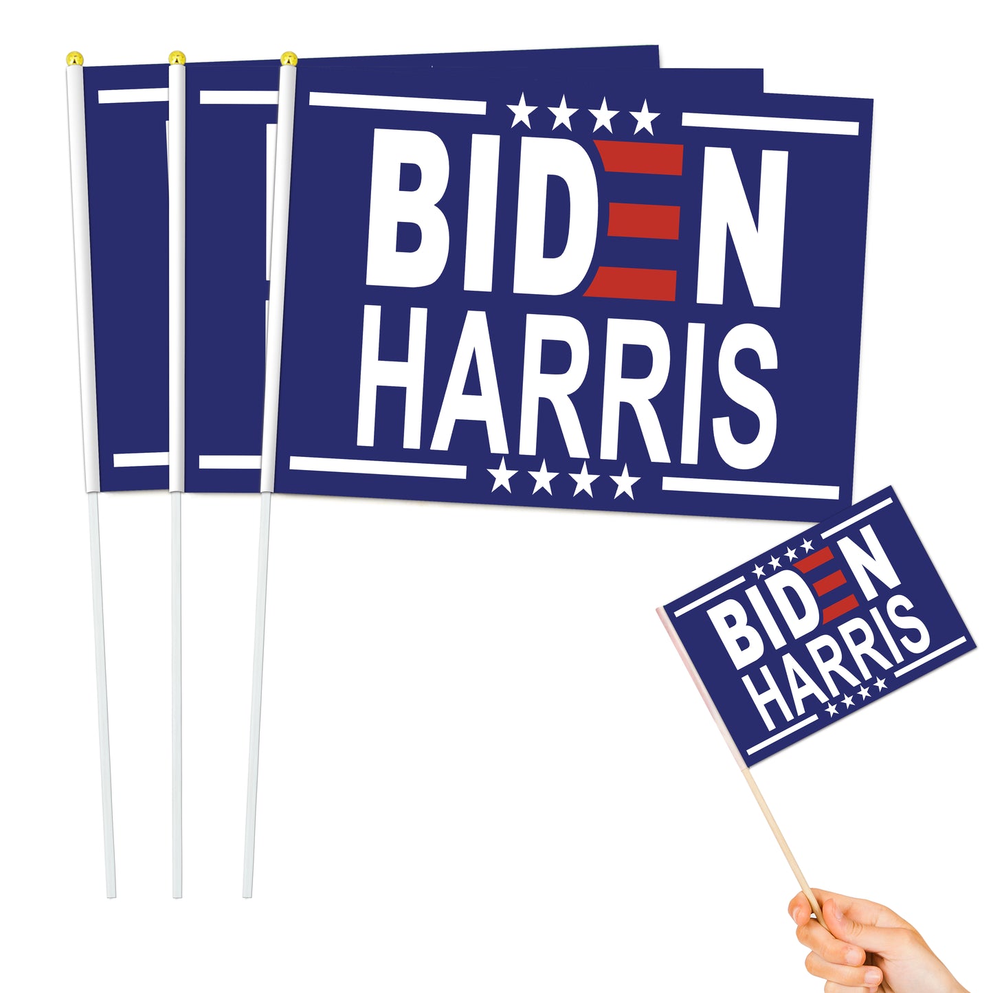8"x11" Stick Flag- 2024 American Presidential Election- (100/1000 pcs)-BIDEN-01-100 pcs-FlagMenu.com