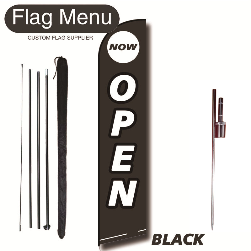 15ft Feather Flag Kit With Spike-OPEN-feather flag kit-FlagMenu-BLACK-Flag Menu